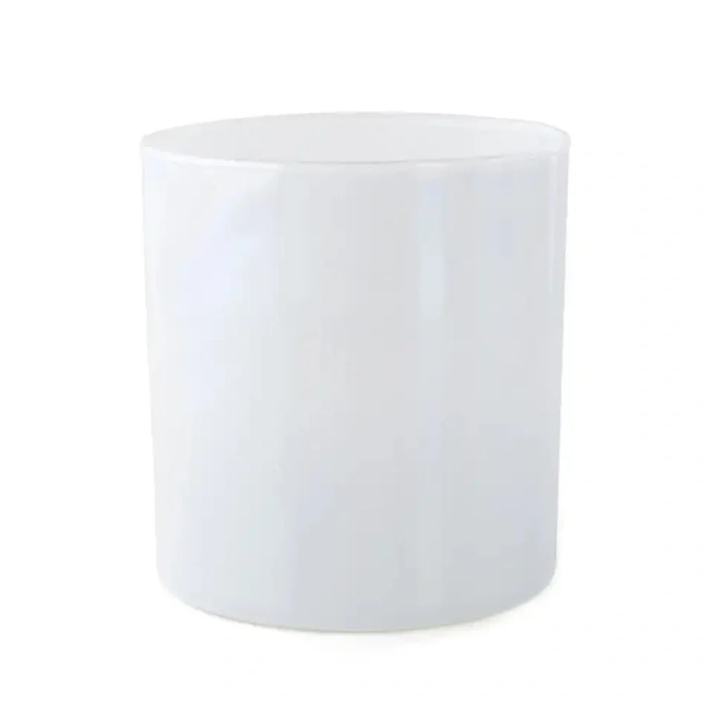 Glossy White Glass Cylinder Jar 3in tall, 2.5in diameter
